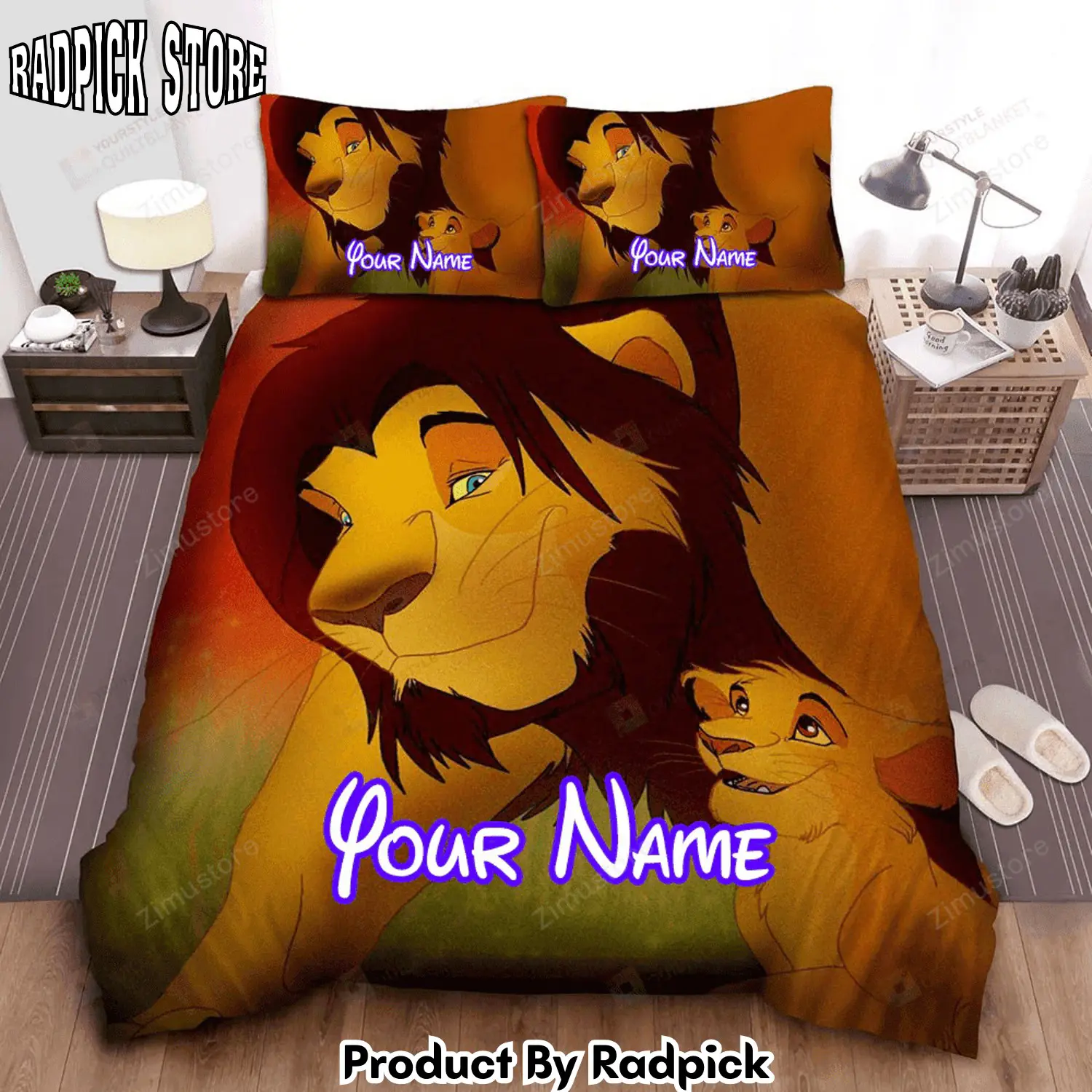 Radpick the lion king young simba mufasa movie scene bed sheets spread comforter duvet cover personalized name bedding sets rp3271084